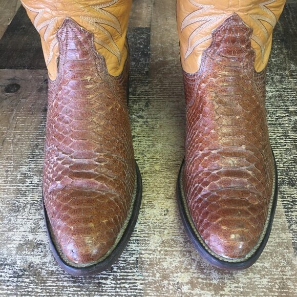 Nocona Vintage Snakeskin Western Cowboy Boots Womens 9.5 B - Picture 6 of 12